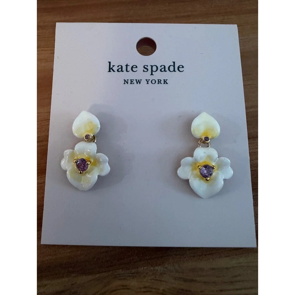 Kate Spade New York Precious Pansy Drop Earrings New
